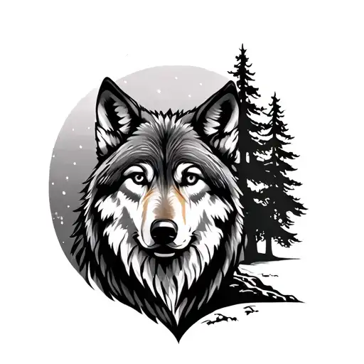 Wolf And Trees