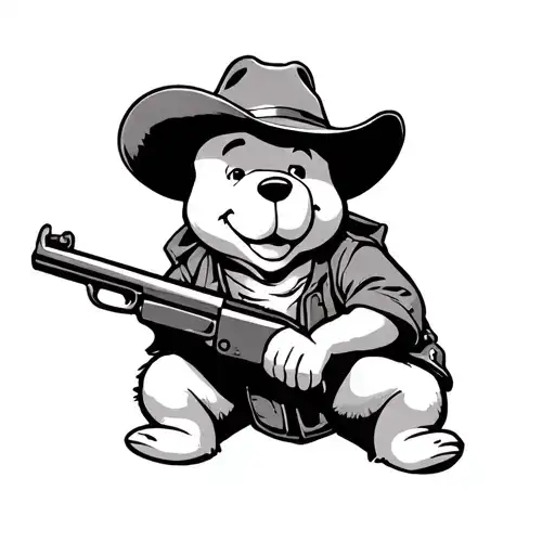 Cowboy Winnie The Pooh With A Shotgun