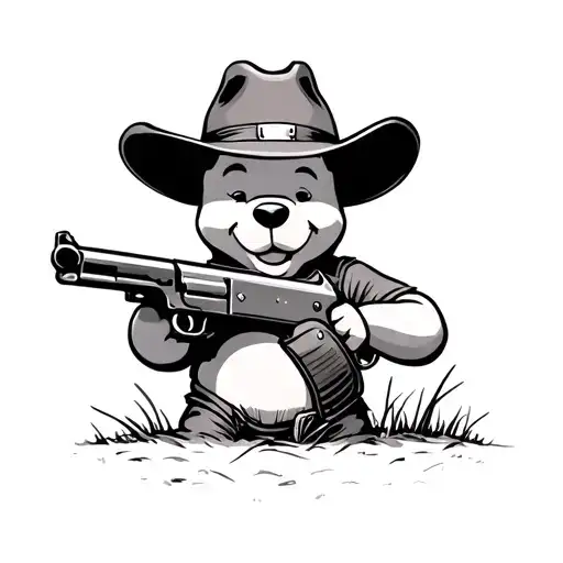 Cowboy Winnie The Pooh With A Shotgun