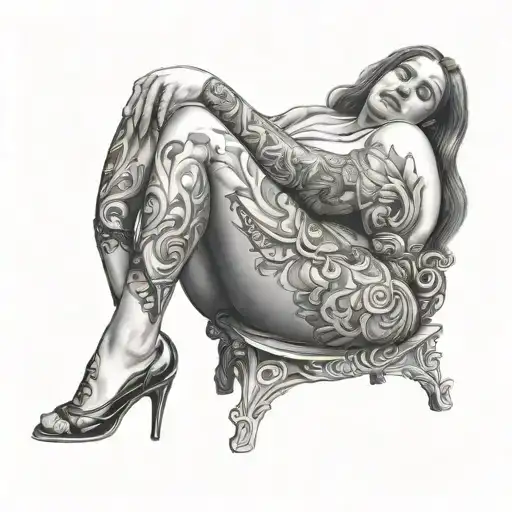 Curvy Woman On Knees