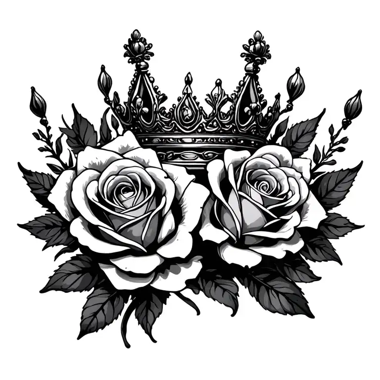 Feminine Crown And Roses Blooming