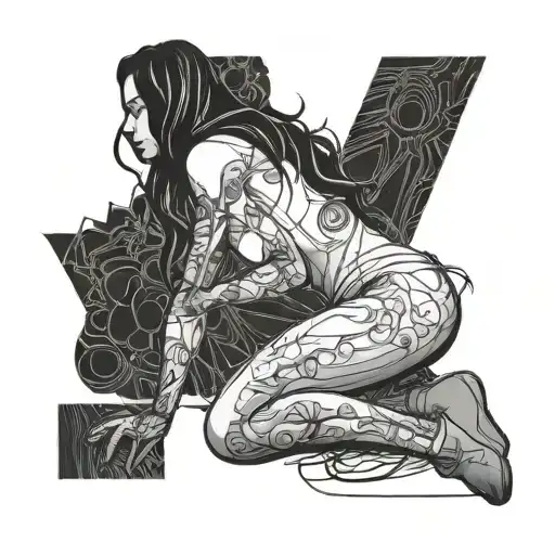 Outline Woman On Knees