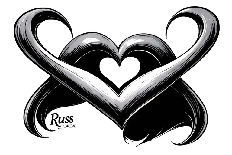 Infinity Symbol Incorporating A Love Heart And The Name Russ