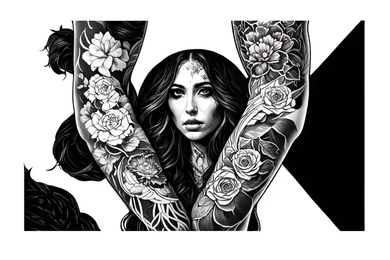 Around Arm Sleeve With Line Art