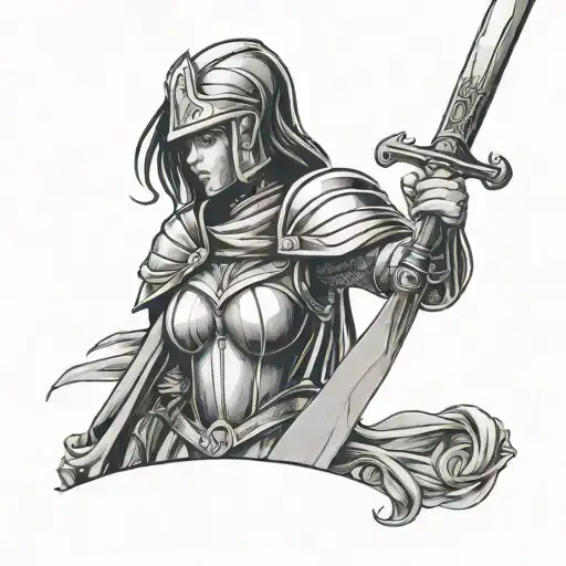 Woman Knight Holding A Sword