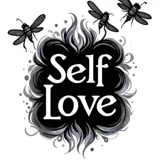 The Word Self Love With 3 Fireflies Underneath