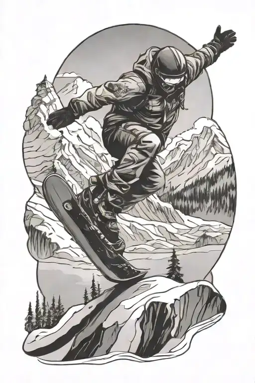 A Snowboarder Carving Through A Snowy Mountain Landscape