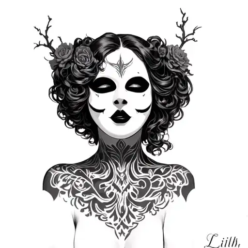 Lilith With Phantom Of The Opera Mask Whole Body Knecked