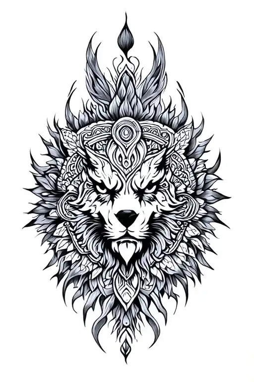 Lobo Com Mandala Design Incorporating Elements