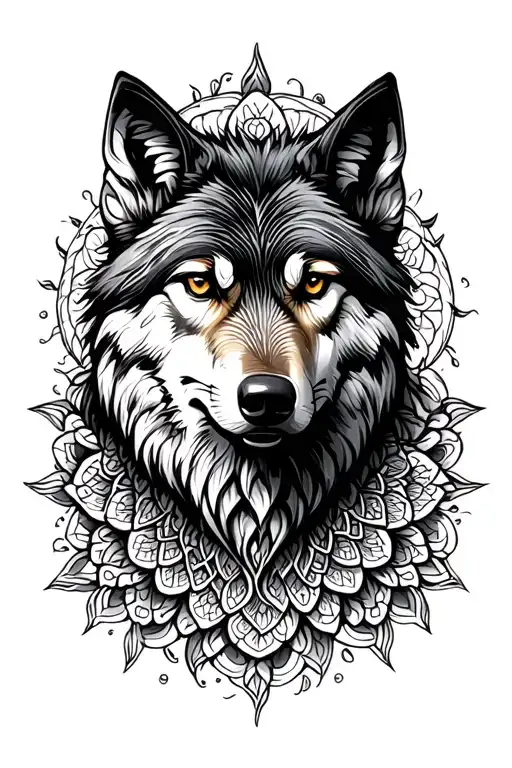 Wolf With Mandala Simple Design