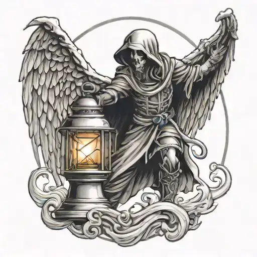 Death Angel Holding Lantern Shining Light