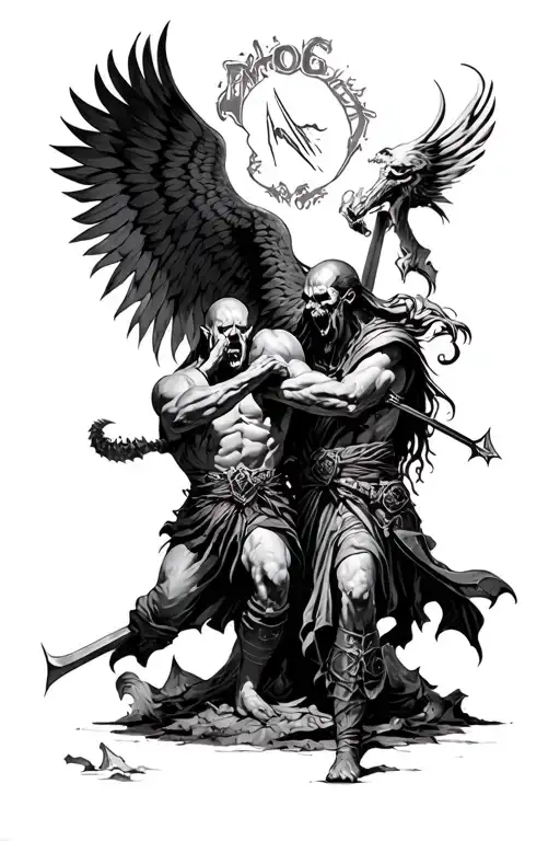 Battle Scene Depicting Good Fighting Evil Speak No Evil