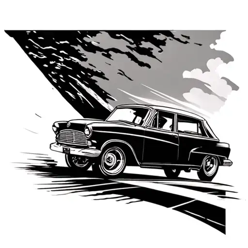 Car Driving On A Line