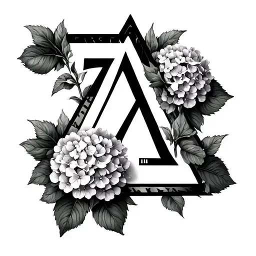 Triangle With Hydrangea And The Number 7 In Roman Numbers