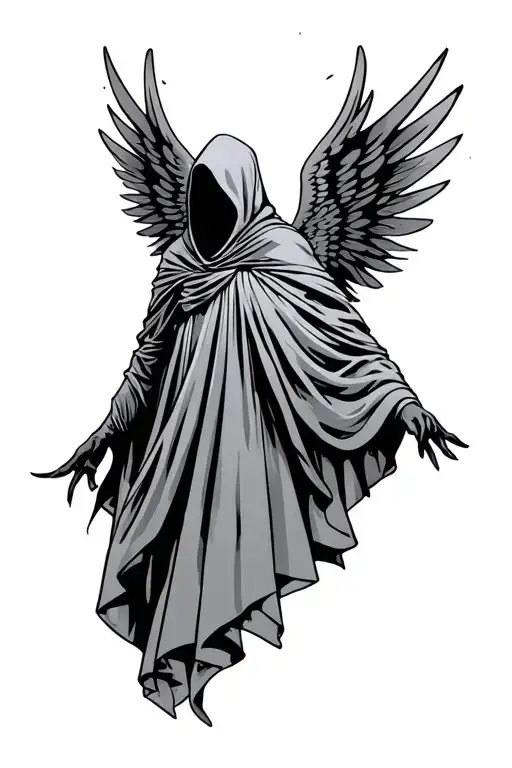 A Cloaked Figure With Wings Made