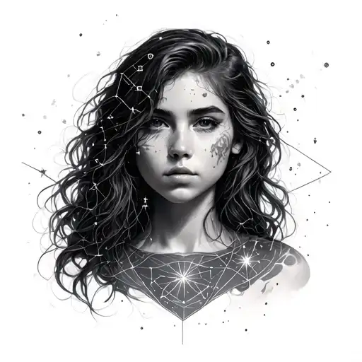 Full Body Constellation Of Stars Into A Portrait Hyper Realistic Portrait