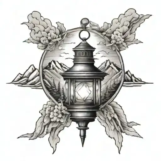 Lantern With Mountains