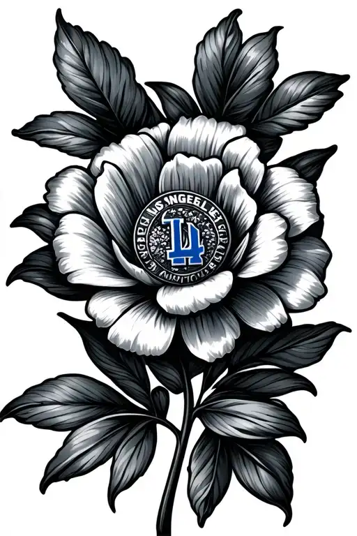 Flower With Grandma In Stem With A Duke Blue Devils Charm And A Los Angeles Dodgers Charm Attached