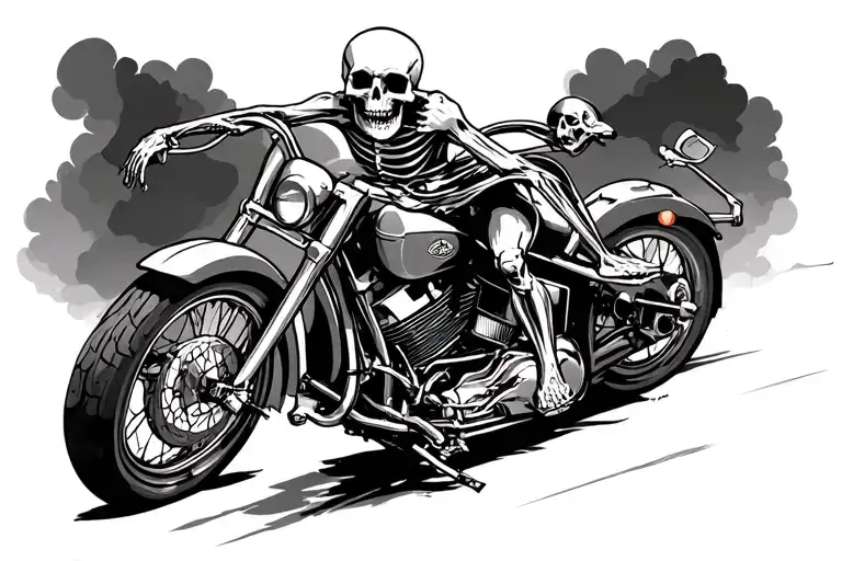 Skeleton Riding A Cruiser Motorcycle