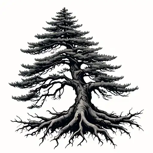 Pine Tree With Long Roots Simple