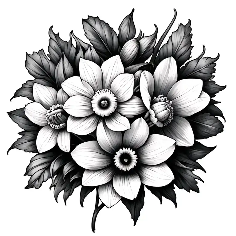 Daffodil And Marigold Flowers