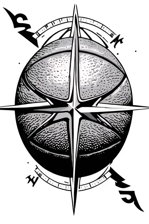 Basketball Compass Tattoo Design Inspired