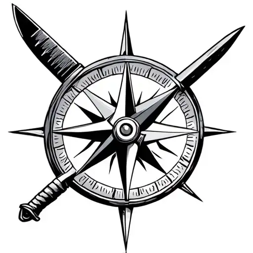 Compass And Machete Simple Outline