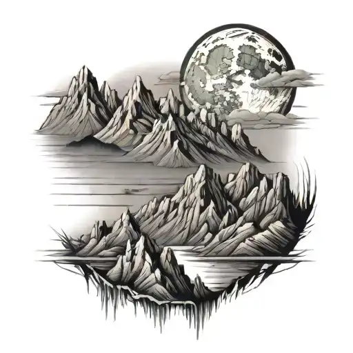 Mountains And Moon Merging Together Representing The Client's Love