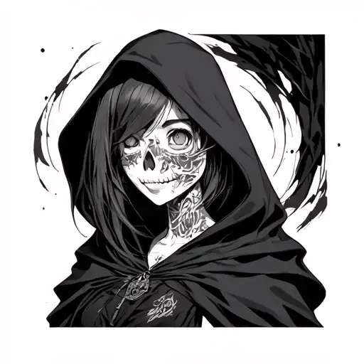 Anime Girl Wearing Death Cloak