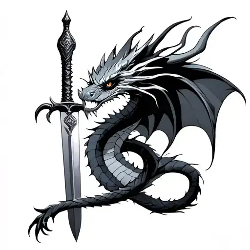 Dragon Wrapped Around Sword