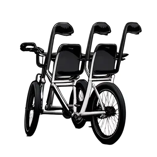 Simplistic Drawing Tandem Bike With Three Seats