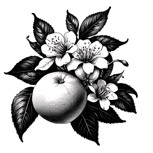 Oranges With Leaves And Blossoms