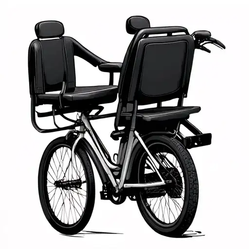 Simplistic Drawing Tandem Bike With Three Seats