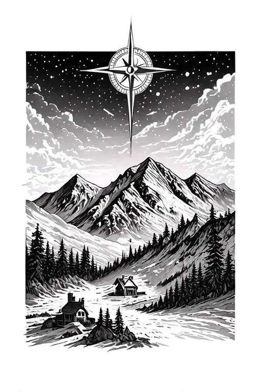 Mountain And Compass Design