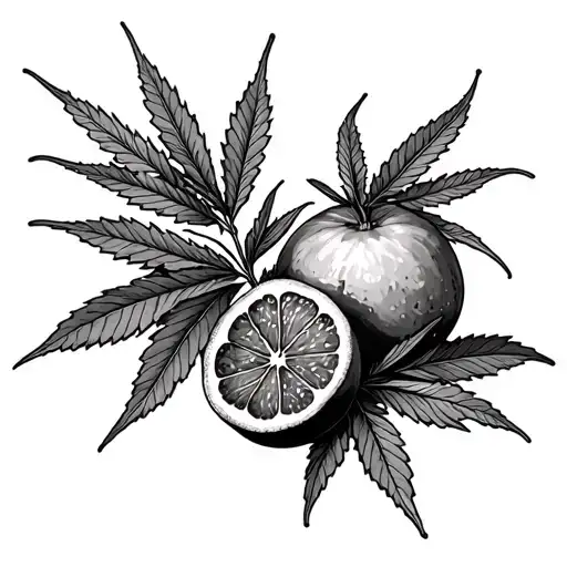 Oranges With Weed Leaves