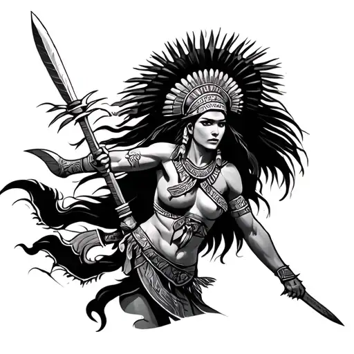 Inca Female Warrior Battling