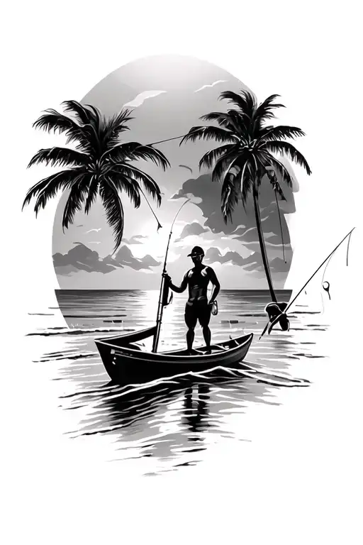Beach And Fishing Scene