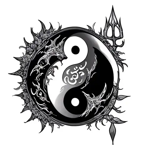 Yin Yang Mahadev Trident Om