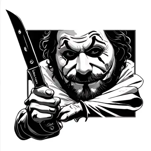 Ghostface Holding A Knife With Lines And Micheal Myers Above It