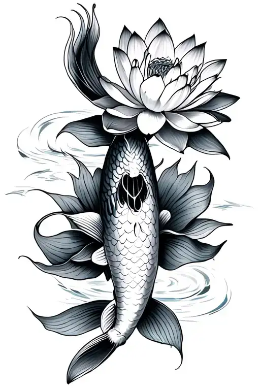 Koi Fish Lotus Flower