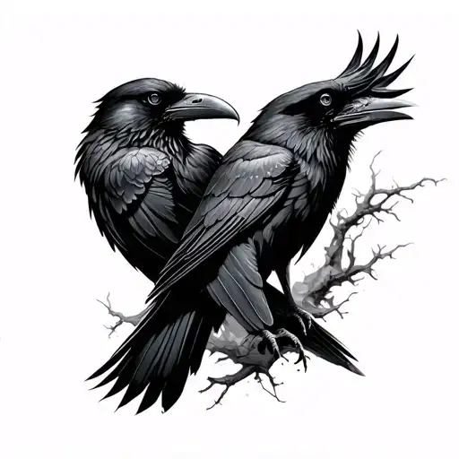 Odens Ravens Huginn And Muninn