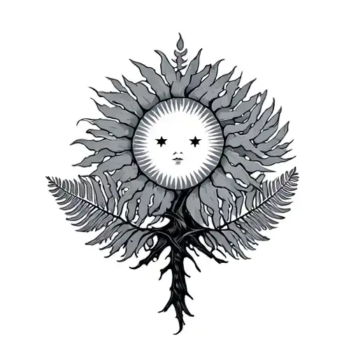 3 Stars And A Sun And Silver Fern Tree