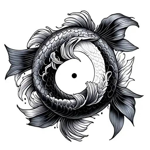 Japenese Tattoo With Koi Fish Yin Yang