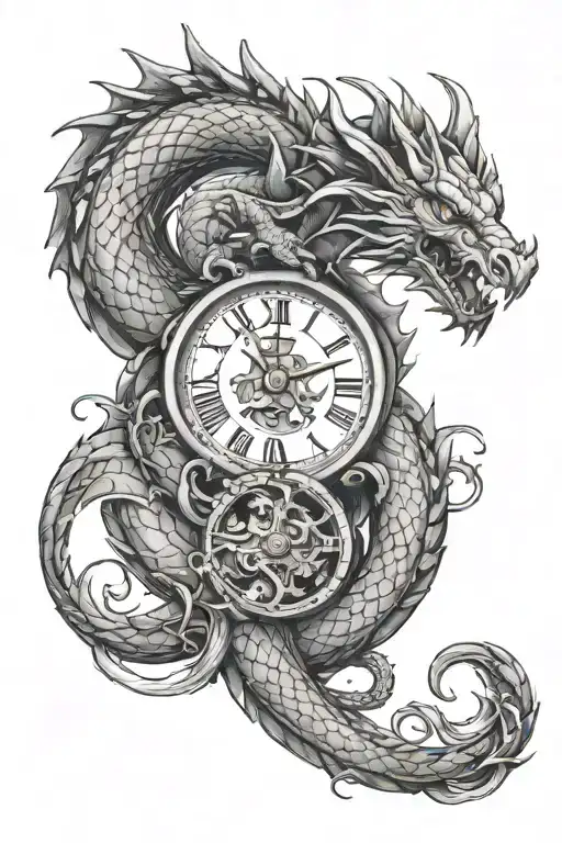 A Dragon And A Small Clock