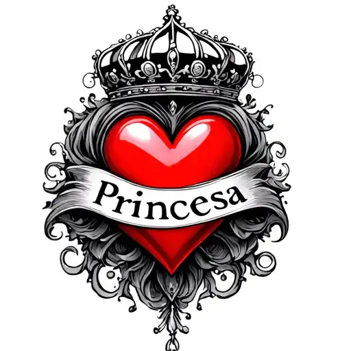Small Red Heart With The Words Princesa On It