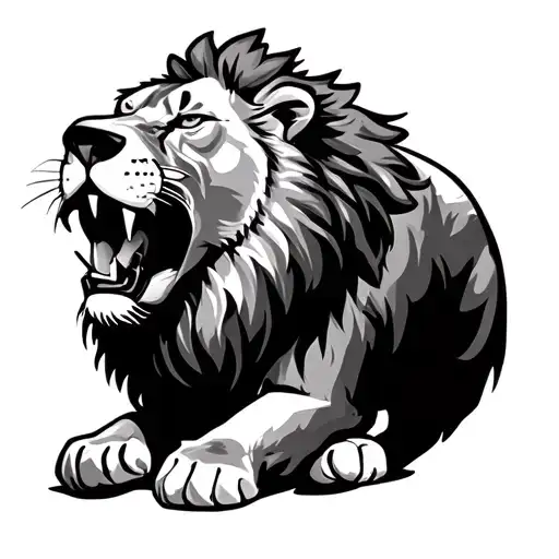 Cub And Lion Roaring