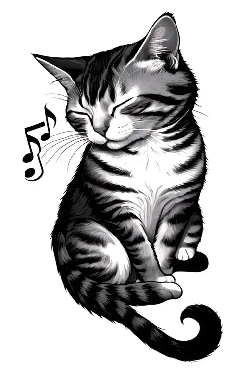 Sleeping Cat G Music Note Inner Peace