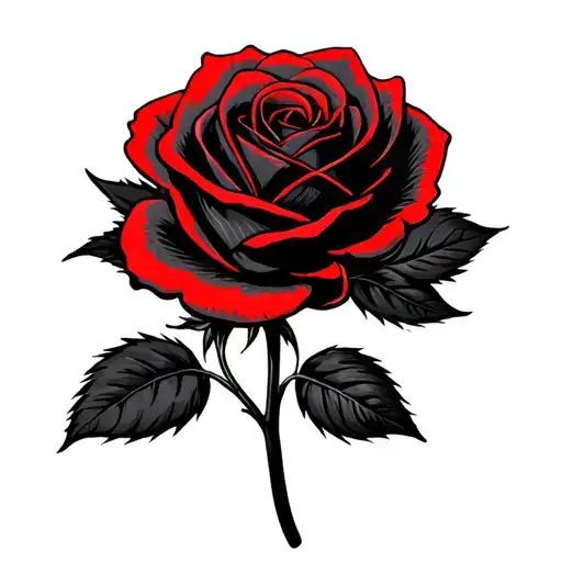 Black Rose With Red Outline