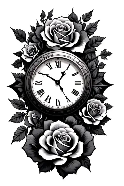 Tribal Numeral Clock With Roses