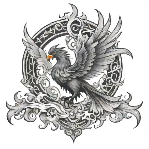 Phoenix Rising From Flames